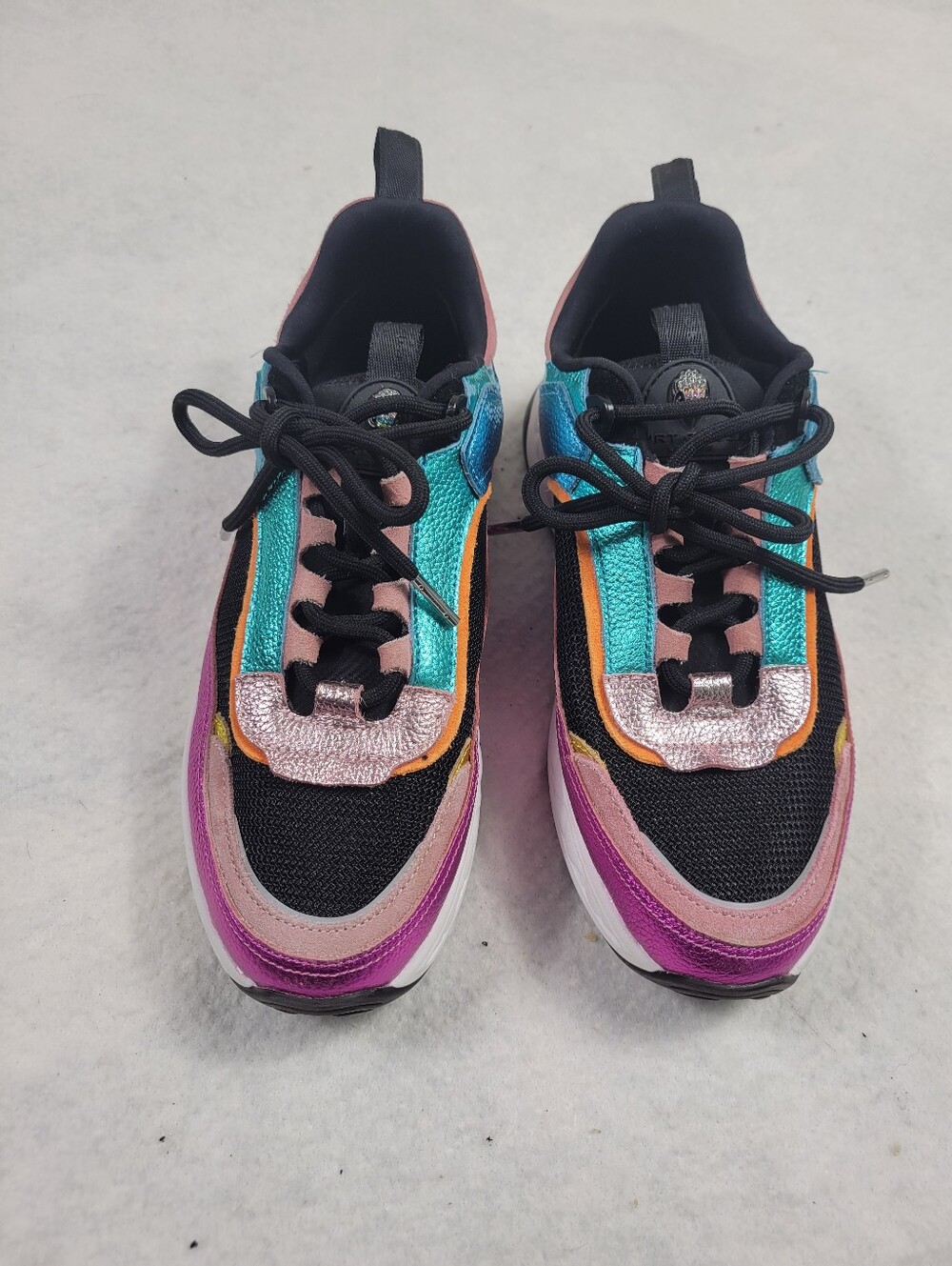 Kurt Geiger London Loaded Metallic Rainbow Platform Sneakers Sz 8